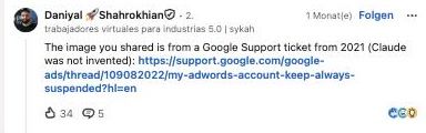 Kommentar: das Bild stammt aus einem Google-Support-Ticket von 2021